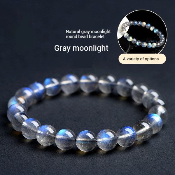 Wishing Stone Natural Grey Moonlight Crystal Jewelry Bracelet Meditation Energy Healing Bracelet - Image 2
