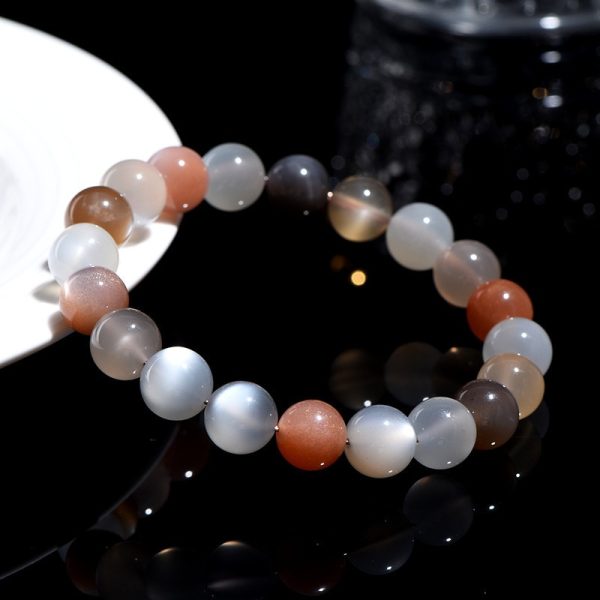 Natural Colorful Moonstone Bracelet Multi Treasure Gray Moonstone Energy Healing Bead Gift Gift - Image 2