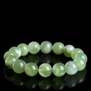 Natural Xiuyu Round Bead Bracelet with Blue Milk Lid Color Crystal Bead Energy Healing Gift Gift