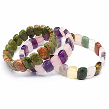 Opposite sex crystal cut hand arranged tiger eye stone Indian agate bracelet gift