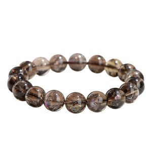 "Five Elements Energy Chakra Bracelet - Tea-colored natural quartz for energy protection and spiritual growth (sacred meditation yoga gift)"
