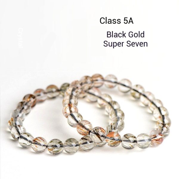 Natural Black Gold Super Seven Bracelet Black Titanium Crystal Universal Stone Chakra Healing Energy Collector's Edition Gift - Image 3