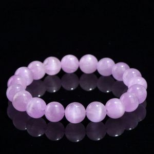 Natural Purple Lithium Gray Cat Eye Stone Bead Jewelry Healing Meditation Yoga Gem Bracelet Precious Gift
