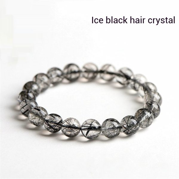 Natural Ice Seed Black Hair Crystal Bracelet DIY Gemstone Jewelry Chakra Energy Balance Healing Gift - Image 3