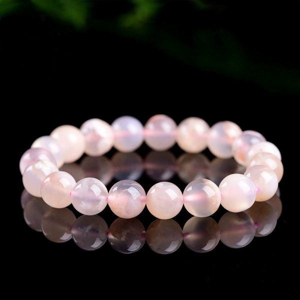 Natural Cherry Blossom Agate Bracelet for Peach Blossom Love Pink Crystal Beaded Chakra Energy Healing Gift Gift