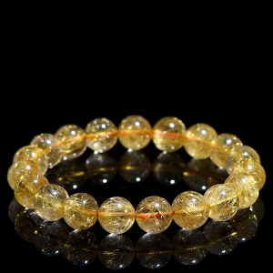 Five Elements Energy Chakra Bracelet - Natural Golden Yellow Topaz, for enhancing financial fortune and activating the heart chakra (Luxurious Gift Set of Sacred Golden Hair Threads)