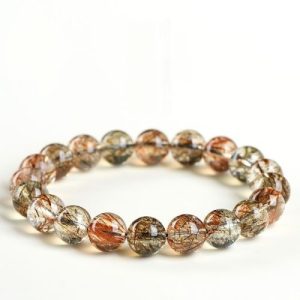 Natural Black Gold Super Seven Bracelet Black Titanium Crystal Universal Stone Chakra Healing Energy Collector's Edition Gift