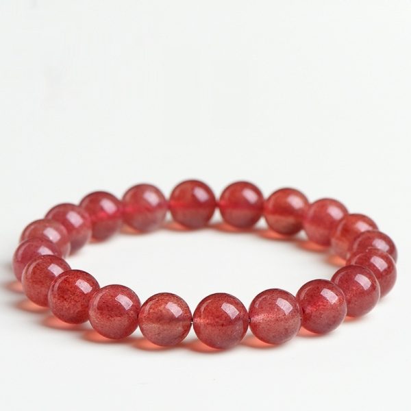 Five Elements Energy Chakra Bracelet - Natural Strawberry Rose Quartz, for Romantic Healing and Emotional Balance. Stone for Attracting Love and Marriage Compatibility.
