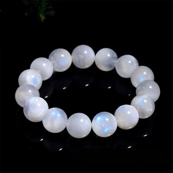 Natural Blue Moonlight Bead Bracelet White Blue Moonlight Stone Bracelet Energy Stone Healing Gift Gift