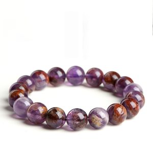 Natural Purple Ghost Crystal Bracelet, Chakra Energy Gemstone Bracelet, Collector's Gift