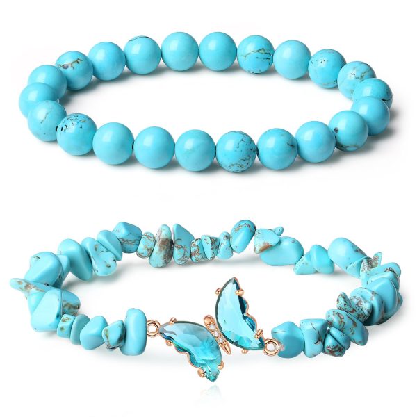 Hot selling fashionable simple multi-color butterfly accessory bracelet natural stone crystal bead broken stone bracelet set - Image 5