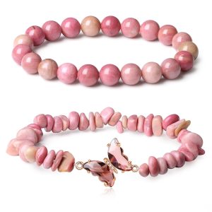 Hot selling fashionable simple multi-color butterfly accessory bracelet natural stone crystal bead broken stone bracelet set