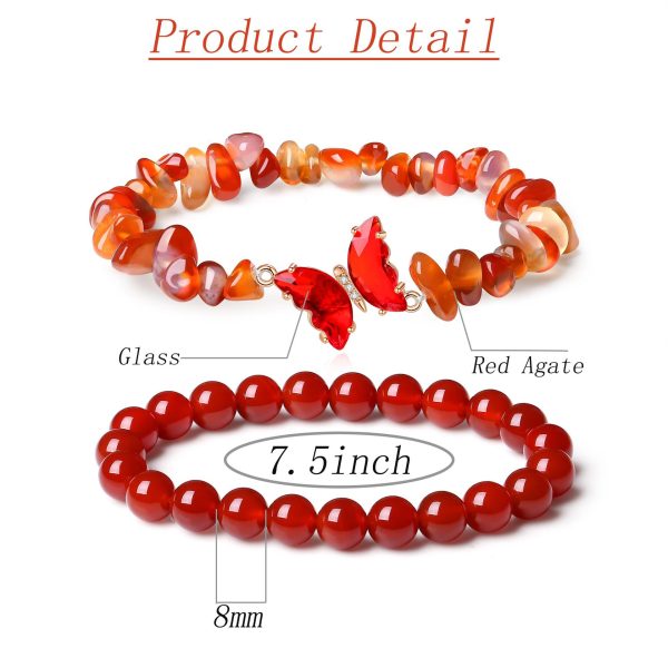 Hot selling fashionable simple multi-color butterfly accessory bracelet natural stone crystal bead broken stone bracelet set - Image 2