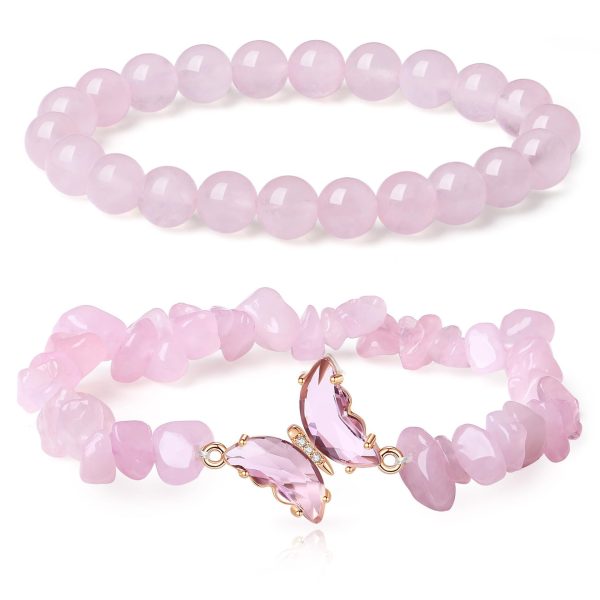 Hot selling fashionable simple multi-color butterfly accessory bracelet natural stone crystal bead broken stone bracelet set - Image 7