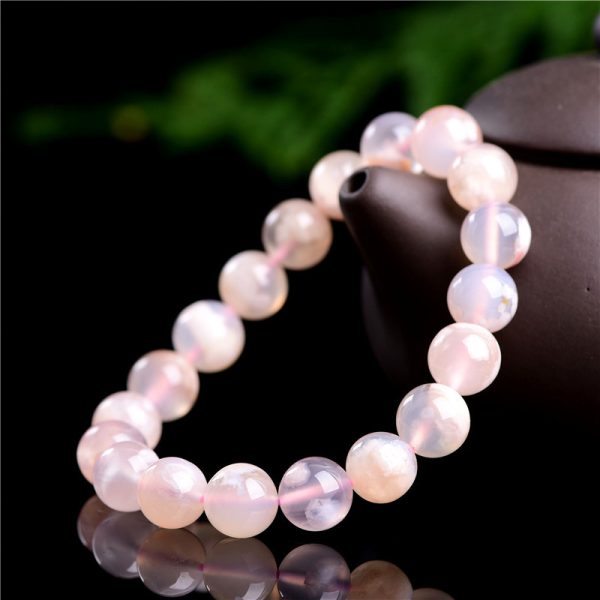 Natural Cherry Blossom Agate Bracelet for Peach Blossom Love Pink Crystal Beaded Chakra Energy Healing Gift Gift - Image 2