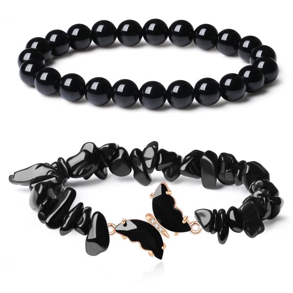 Hot selling fashionable simple multi-color butterfly accessory bracelet natural stone crystal bead broken stone bracelet set - Image 3