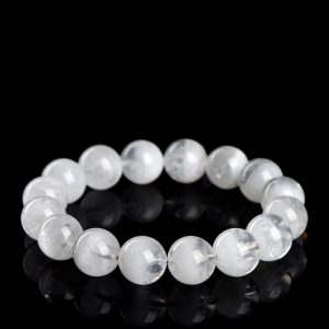 "Five Elements Aura Bracelet - Natural White Illusion Stone, for energy balance and spiritual awakening (sacred layered bead gift)"