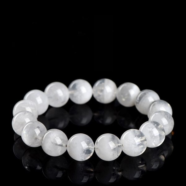 "Five Elements Aura Bracelet - Natural White Illusion Stone, for energy balance and spiritual awakening (sacred layered bead gift)"