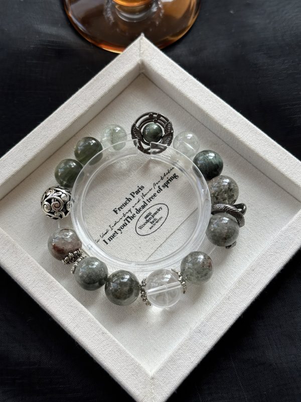 Five Elements Energy Natural Crystal Beaded Green Ghost Wood Healing Balance Handmade jewelry Meditation bracelet - Image 2