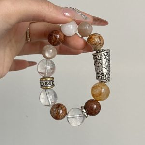 "Five Elements Energy Chakra Bracelet - Natural Quartz Facilitates Energy Flow and Prosperity (Crafted Handmade Beaded Gift Box)"