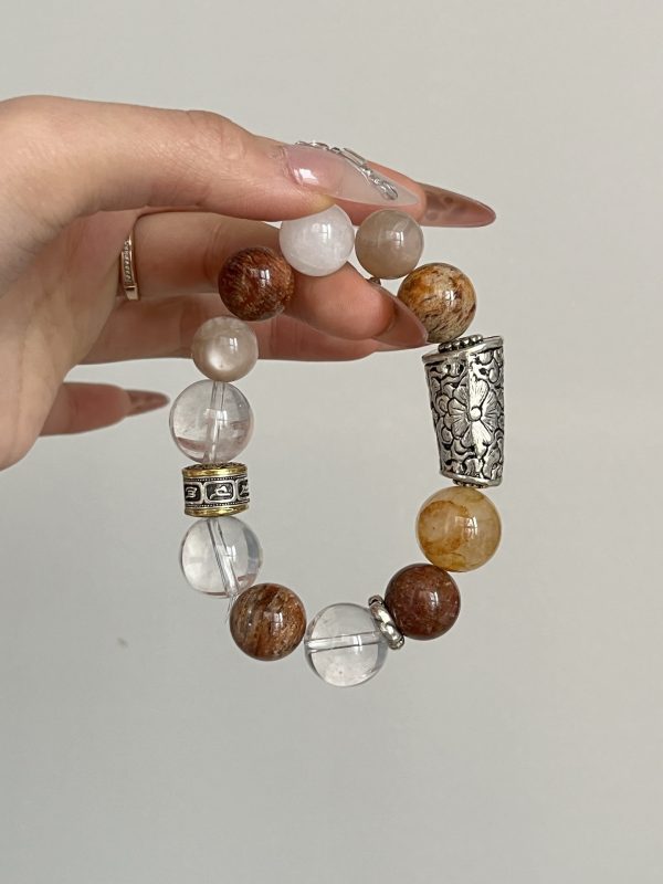 "Five Elements Energy Chakra Bracelet - Natural Quartz Facilitates Energy Flow and Prosperity (Crafted Handmade Beaded Gift Box)"