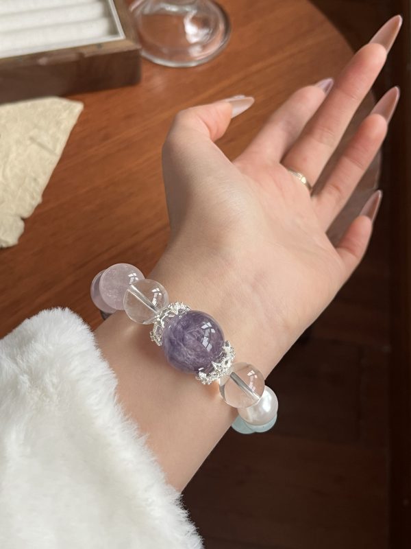 "Five Elements Energy Ring Bracelet, crafted from natural white quartz, balancing water and fire energies and facilitating spiritual healing (a beautifully handmade gift)" - Image 3