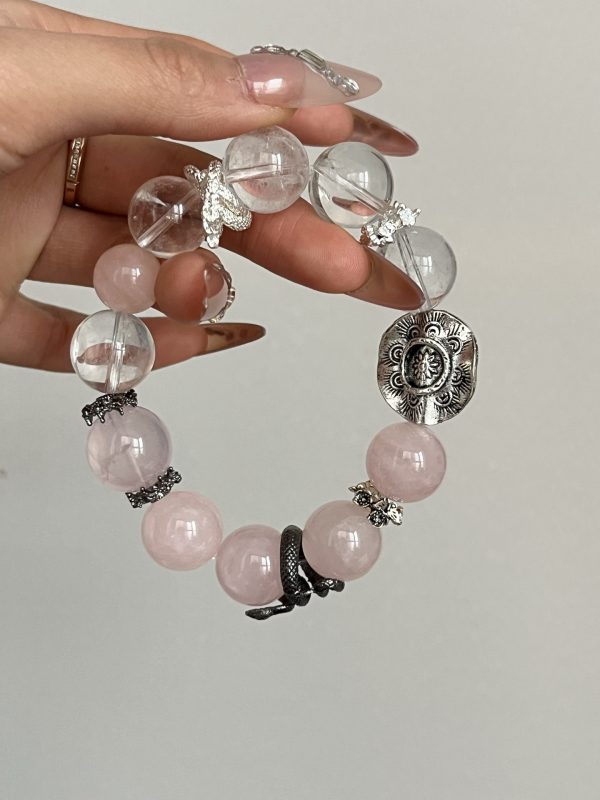 Five-element energy wheel bracelet - Natural white quartz (used for purification and healing) corresponds to the seven wheel energy wheels of water and fire (handmade string bead gift)